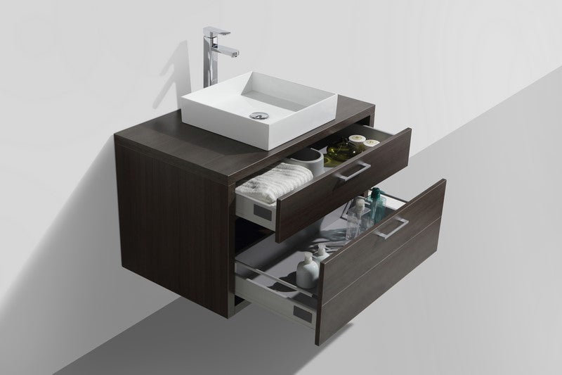 Tucci 36" Gray Oak Wall Mount Modern Bathroom Vanity