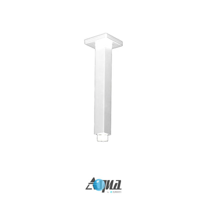 Aqua Piazza White Shower Set w/ 8" Square Rain Shower,  4 Body Jets and Tub Filler