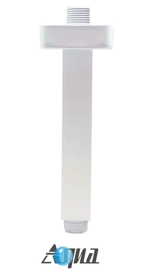 Aqua Piazza White Shower Set w/ 8" Ceiling Mount Square Rain Shower and Handheld