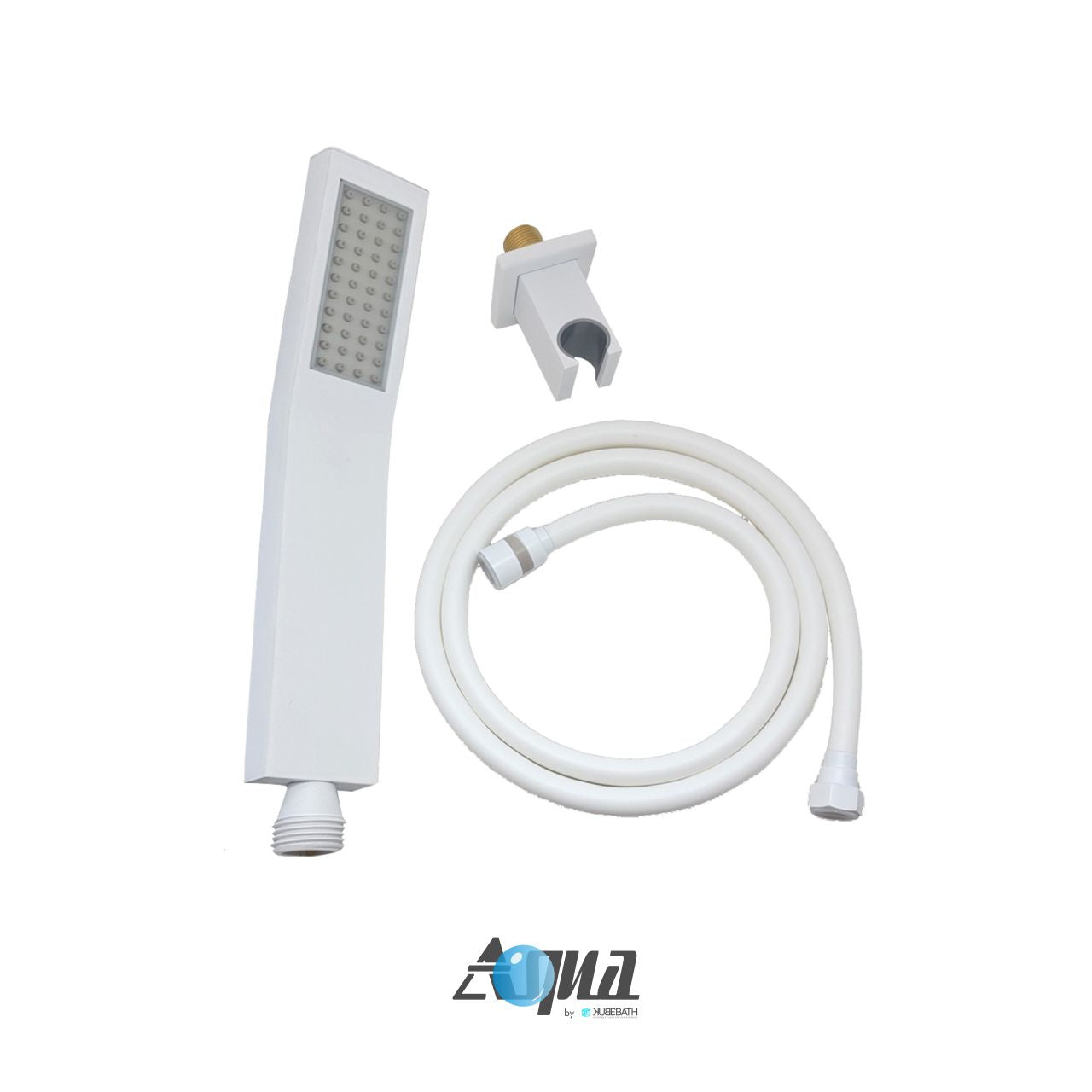Aqua Piazza by KubeBath Handheld Kit With Handheld, 5' Long Hose and Wall Adapter Matte White