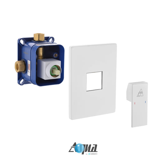 Aqua Piazza by KubeBath 1-Way Rough-In Valve With Cover Plate, Handle Matte White