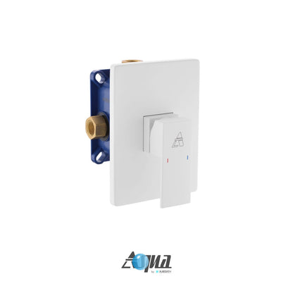 Aqua Piazza by KubeBath 1-Way Rough-In Valve With Cover Plate, Handle Matte White