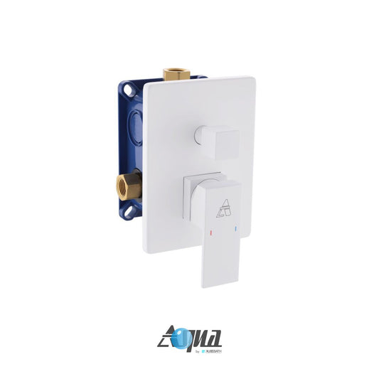 Aqua Piazza by KubeBath 2-Way Rough-In Valve With Cover Plate, Handle and Diverter Matte White
