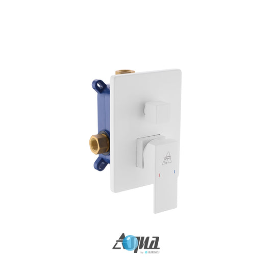 Aqua Piazza White Shower Set w/ 8" Square Rain Shower,  4 Body Jets and Tub Filler