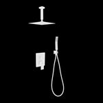 Aqua Piazza Black Shower Set w/ 12" Ceiling Mount Square Rain Shower and Handheld - Matte White