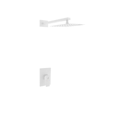Aqua Piazza White Shower Set w/ 8" Square Rain Shower Head