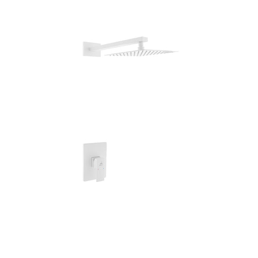 Aqua Piazza White Shower Set w/ 8" Square Rain Shower Head