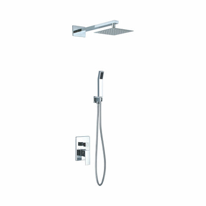 Aqua Piazza Brass Shower Set w/ 8" Square Rain Shower and Handheld Chrome