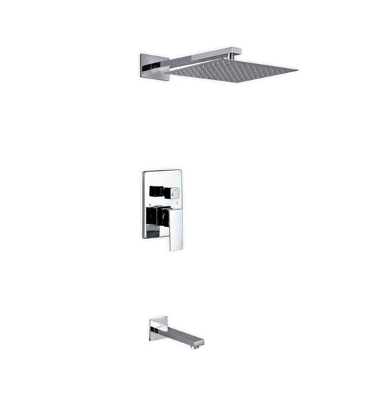 Aqua Piazza Shower Set w/ 12" Square Rain Shower and Tub Filler